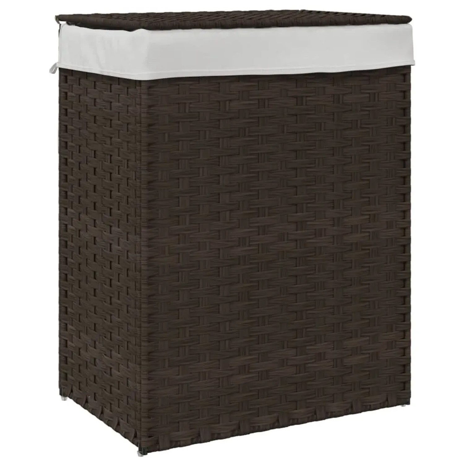 vidaXL Wäschekorb mit Deckel Dunkelbraun 46x33x60 cm Poly Rattan 372030
