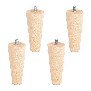 SOTECH 4 Stück Möbelfüße Buche Massiv Ø45 25 mm Höhe 100 mm