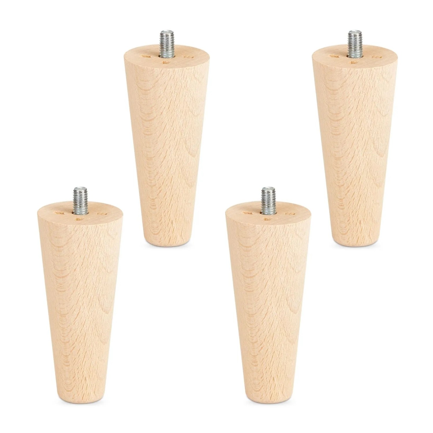 SOTECH 4 Stück Möbelfüße Buche Massiv Ø45 25 mm Höhe 100 mm