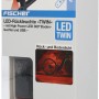 Verpackung des Fischer Akku-Rücklicht Twin mit Bodenbeleuchtung. Fahrrad-Rückleuchte mit USB-Anschluss.