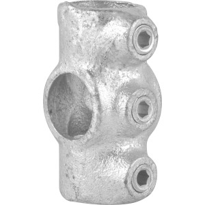 Kreuzstück, durchgehend, 90°, silber verzinkt, für Stahlrohr Ø 2,7 cm. Rohrverbinder für Möbelbau.