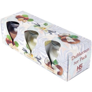HS Candle Duftkerzen Selection 12er Pack Relax Selection mit Haselnuss, Vanille und Kokos.