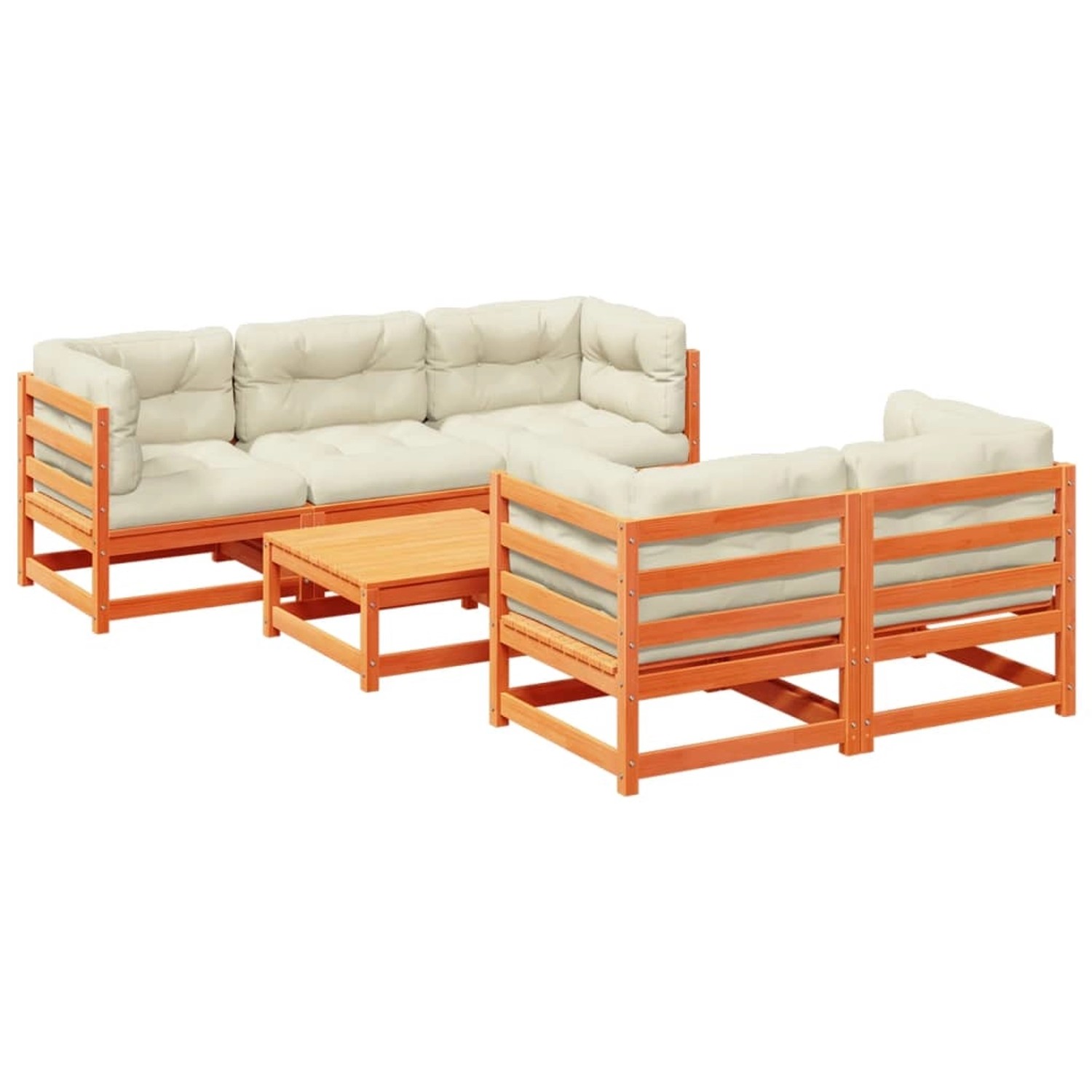 vidaXL 6-Tlg Garten-Sofagarnitur mit Kissen Wachsbraun Kiefernholz 3299291 günstig online kaufen