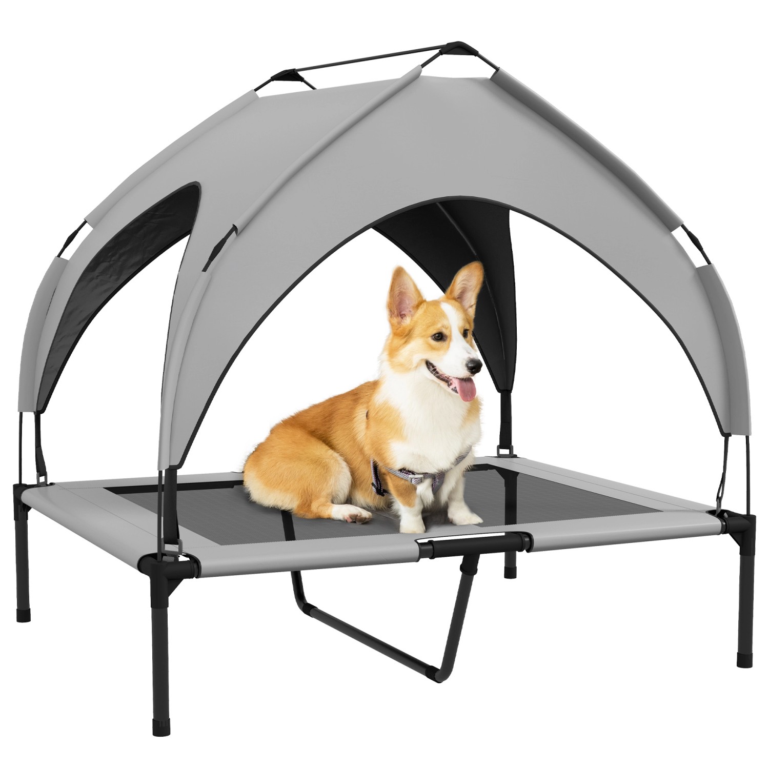 PawHut Erhöhtes Hundebett Oxford Taftstoff Hellgrau 91L x 76B x 89H cm