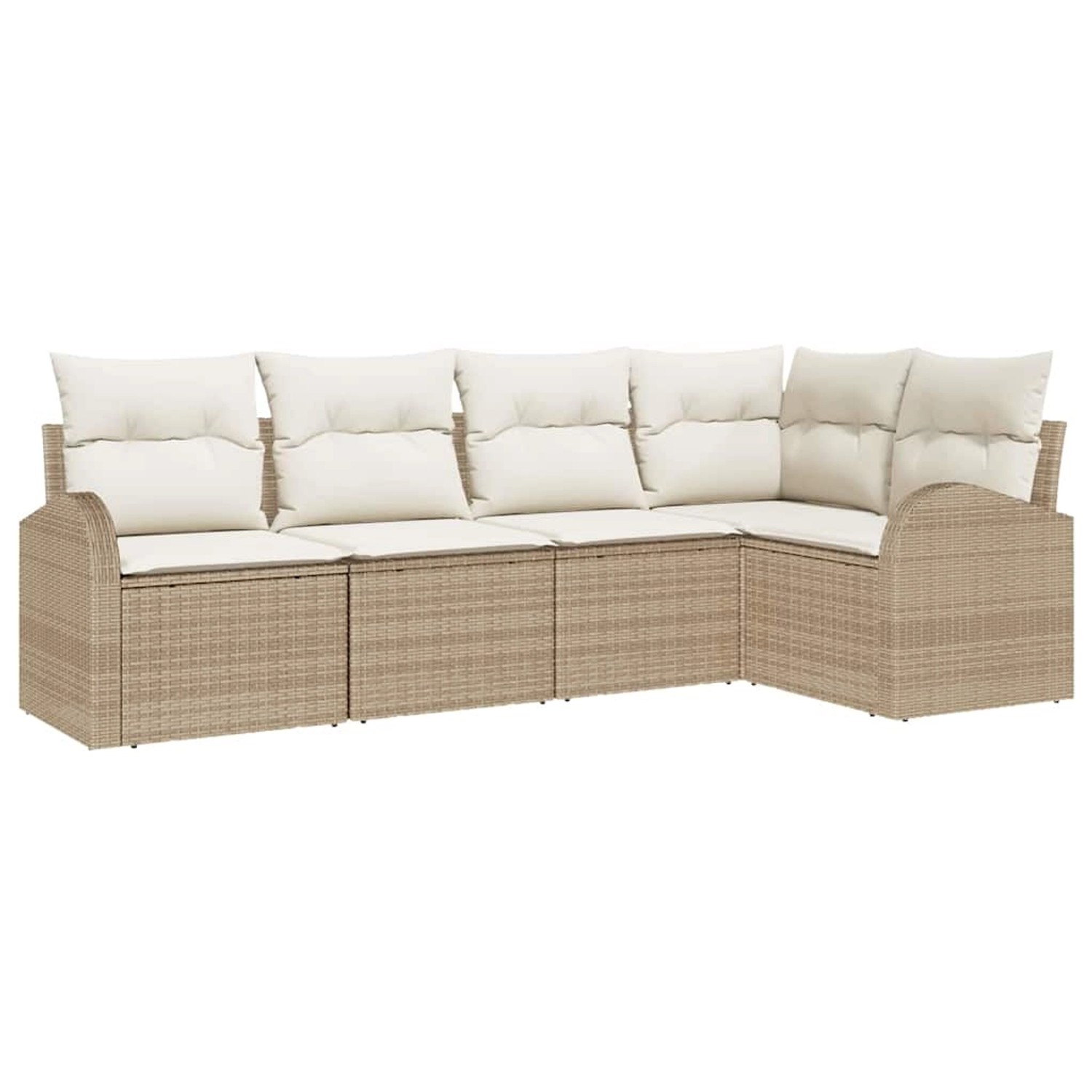 vidaXL Garten-Sofa-Set mit Kissen 5-Tlg Beige Weiß Poly Rattan 3354710 günstig online kaufen