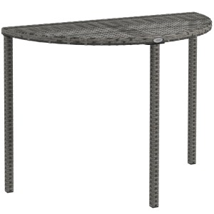 Grauer Outsunny Rattan Beistelltisch aus PE-Rattan und Metall, 100x50x74 cm.