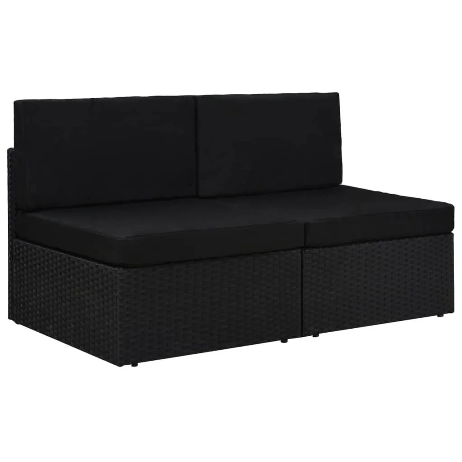 vidaXL Modulares 2-Sitzer-Sofa Poly Rattan Schwarz 49503