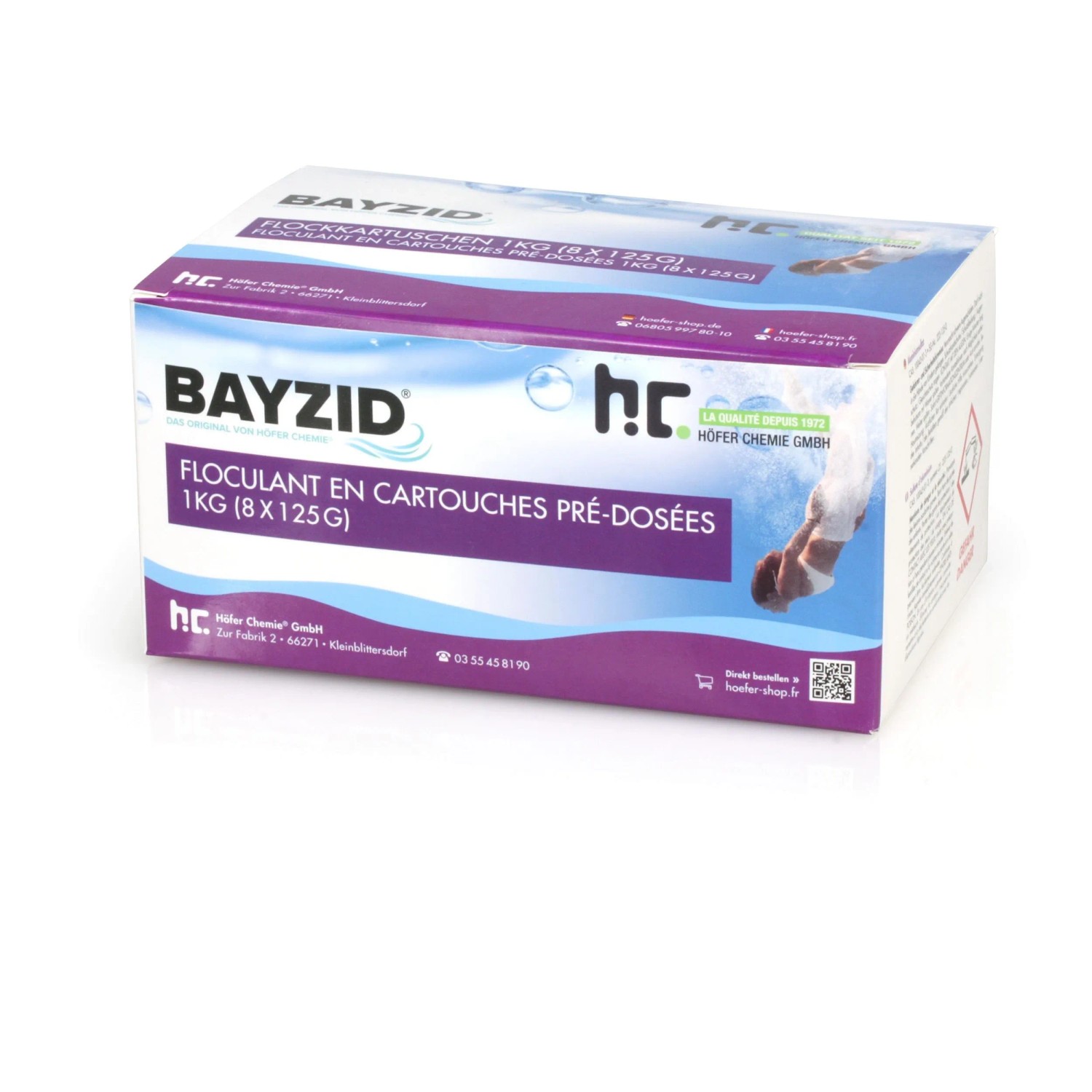 Bayzid Flockkartuschen für Pools, 4 x 1kg Packung. Flockungsmittel zur einfachen Anwendung im Schwimmbad.