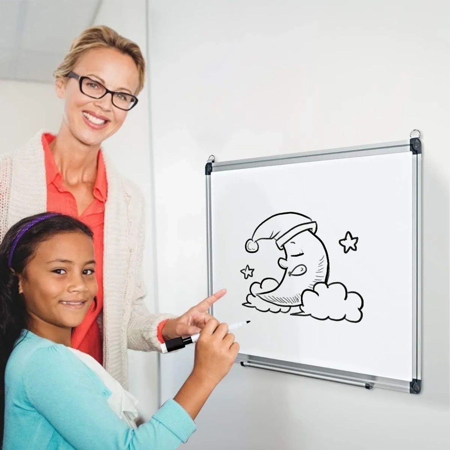 Costway Whiteboard Magnettafel Memoboard mit Alurahmen 60 x 40 cm_6