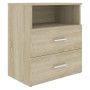 vidaXL Nachttisch Sonoma-Eiche, 2 Schubladen und Ablage, 50x32x60 cm.