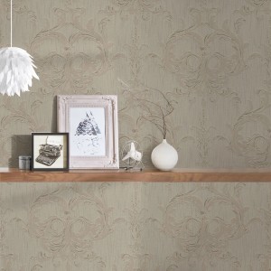 Bricoflor Barock Textiltapete in Grau-Braun mit Rokoko Ornament für Wohn- und Esszimmer.