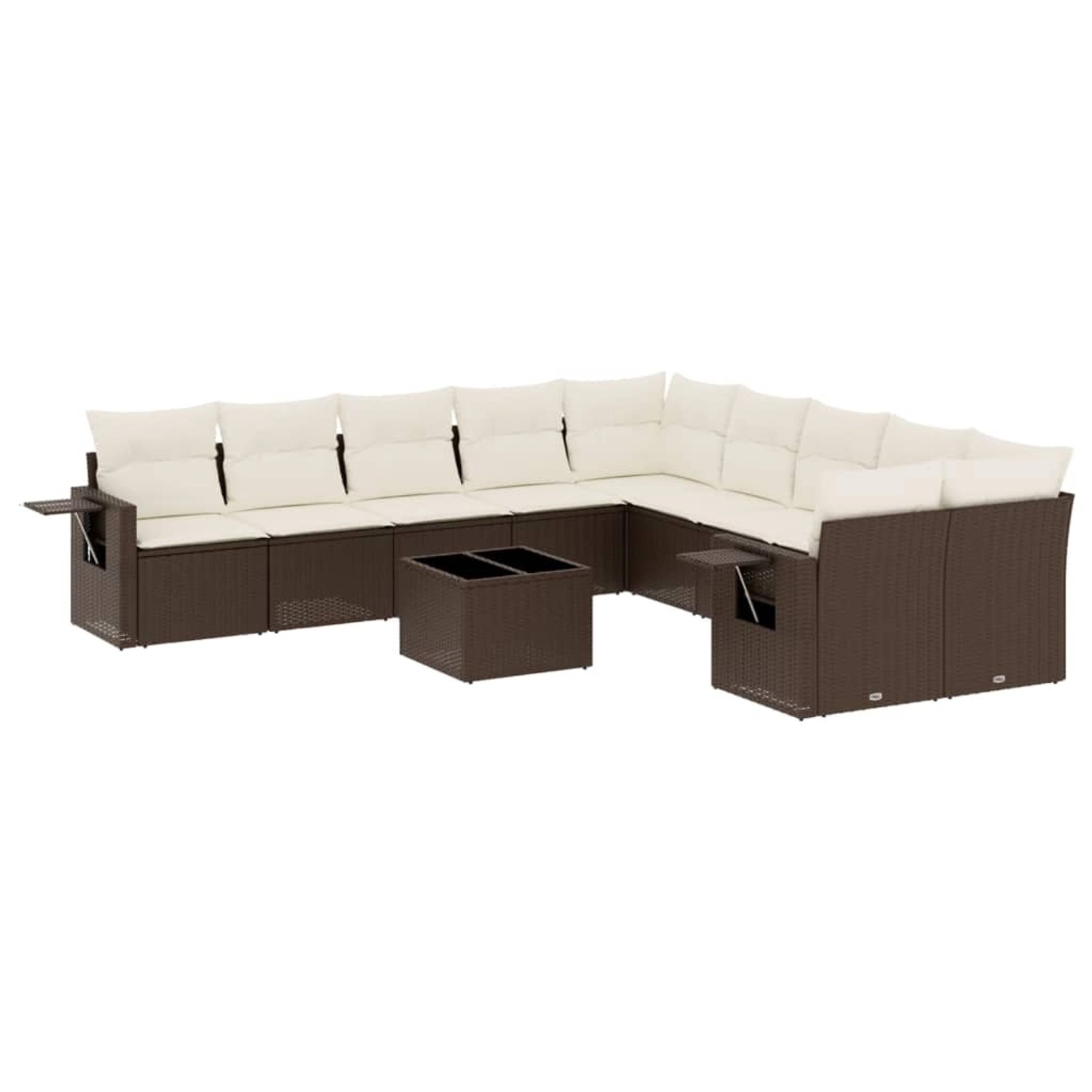 vidaXL 11-Tlg Garten-Sofagarnitur mit Kissen Braun Poly Rattan 3220722 günstig online kaufen