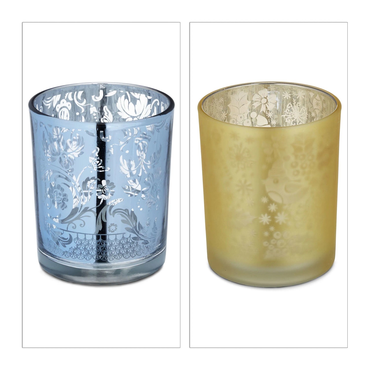 Relaxdays Teelichtgläser im 12er Set Glas Gold Silber 8,5 cm x 7 cm 2,16 kg