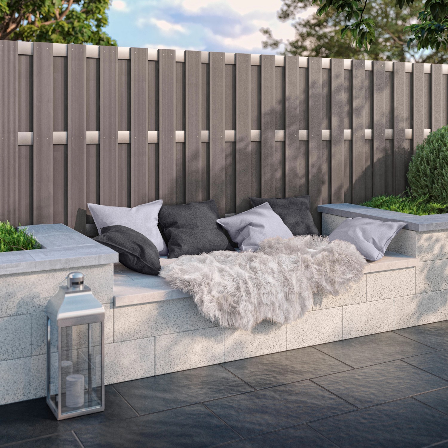 SichtschutzzaunElement WPC Aluminium Anthrazit bei OBI