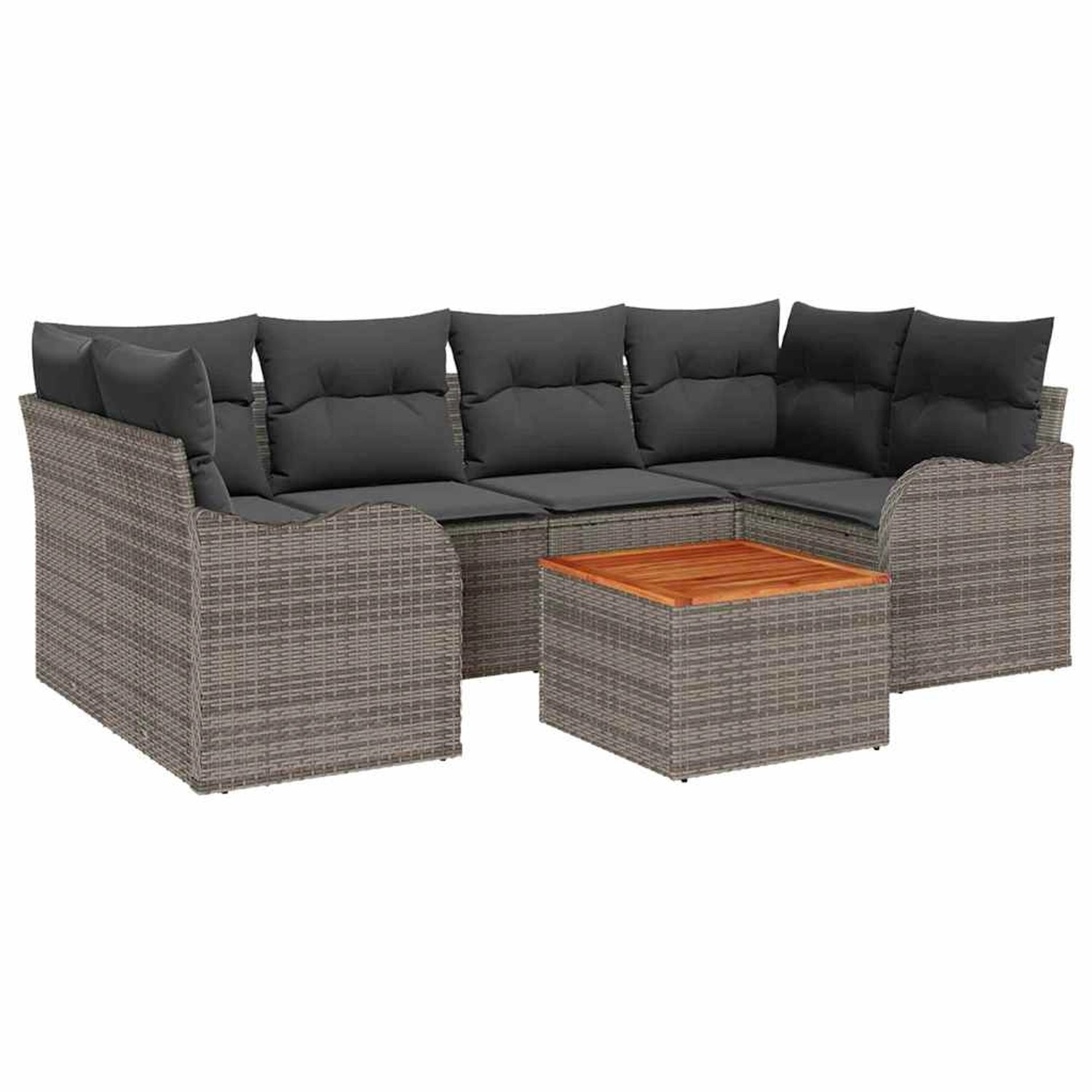 vidaXL Garten-Sofa-Set 7-Tlg Grau Poly Rattan 3347405 günstig online kaufen