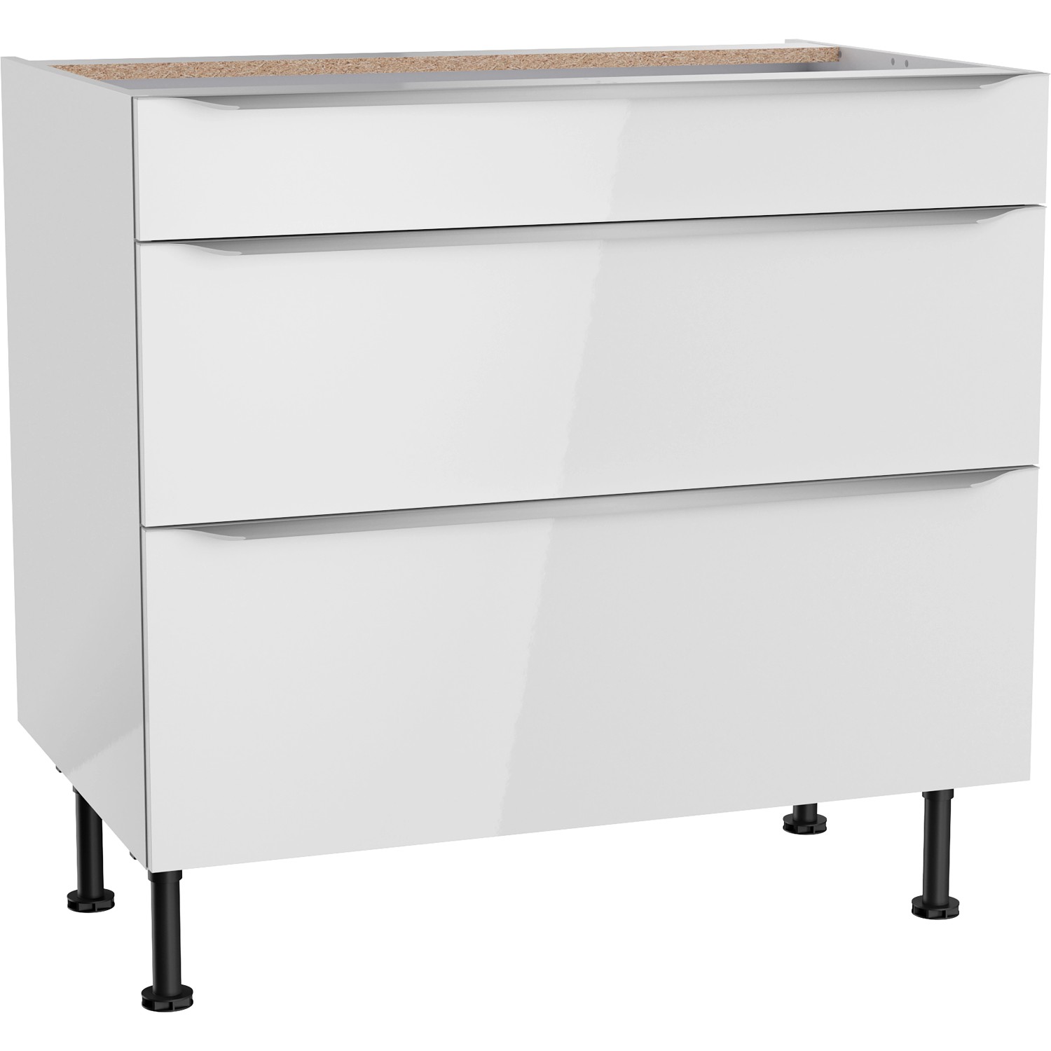 Optifit Unterschrank mit 3 Auszügen Arvid986 90 cm x 87 cm x 58,4 cm Weiß günstig online kaufen