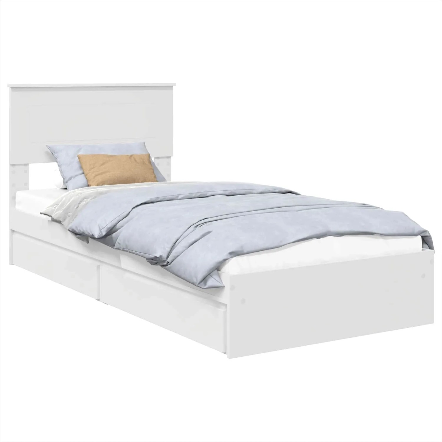 vidaXL Stauraumbett mit Kopfteil Weiß 75 x 190 cm Holzwerkstoff 3408508 günstig online kaufen