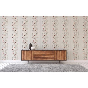 Tadessi Vliestapete Juliano M1 No 3821, Creme/Rot, florales Muster, klassisch.