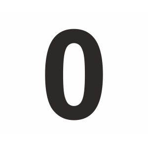 Schwarzer Aufkleber "0" (Null), 6 cm hoch, aus PVC-Folie für Schilder.