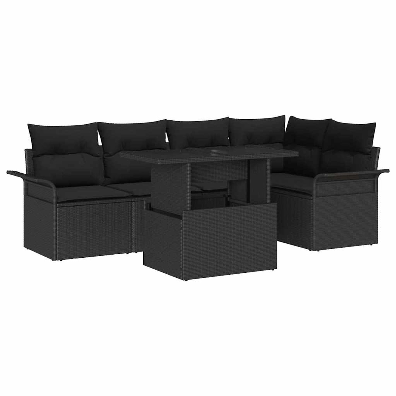 vidaXL Garten-Sofa-Set mit Kissen 6-Tlg Schwarz Poly Rattan 3357026 günstig online kaufen