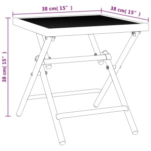 Klappbarer, anthrazitfarbener Gartentisch (38x38x38 cm) aus Stahlgitter. Ideal für Balkon und Terrasse.