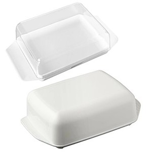 Fackelmann Butterdose, 2-teilig, weiß/transparent, Küchenhelfer.