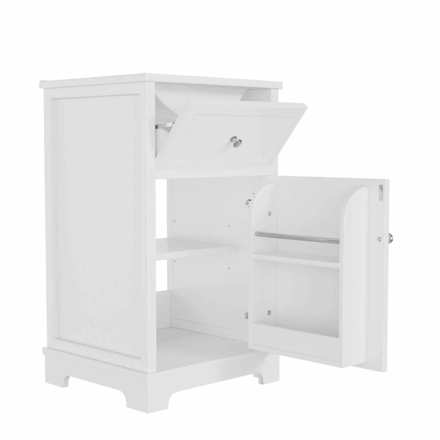 PXloue Badmöbel Waschtisch Waschbeckenunterschrank mit Keramikbecken und Stauraum 51 x46 x87 cm Weiß