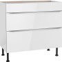 Weißer Optifit Küchenunterschrank Arvid986 mit 2 Auszügen, 90x87x58,4 cm.