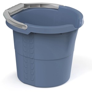 Rotho Skaleneimer Daily, 10 l, Horizontblau. Kücheneimer mit Skala und grauem Griff.