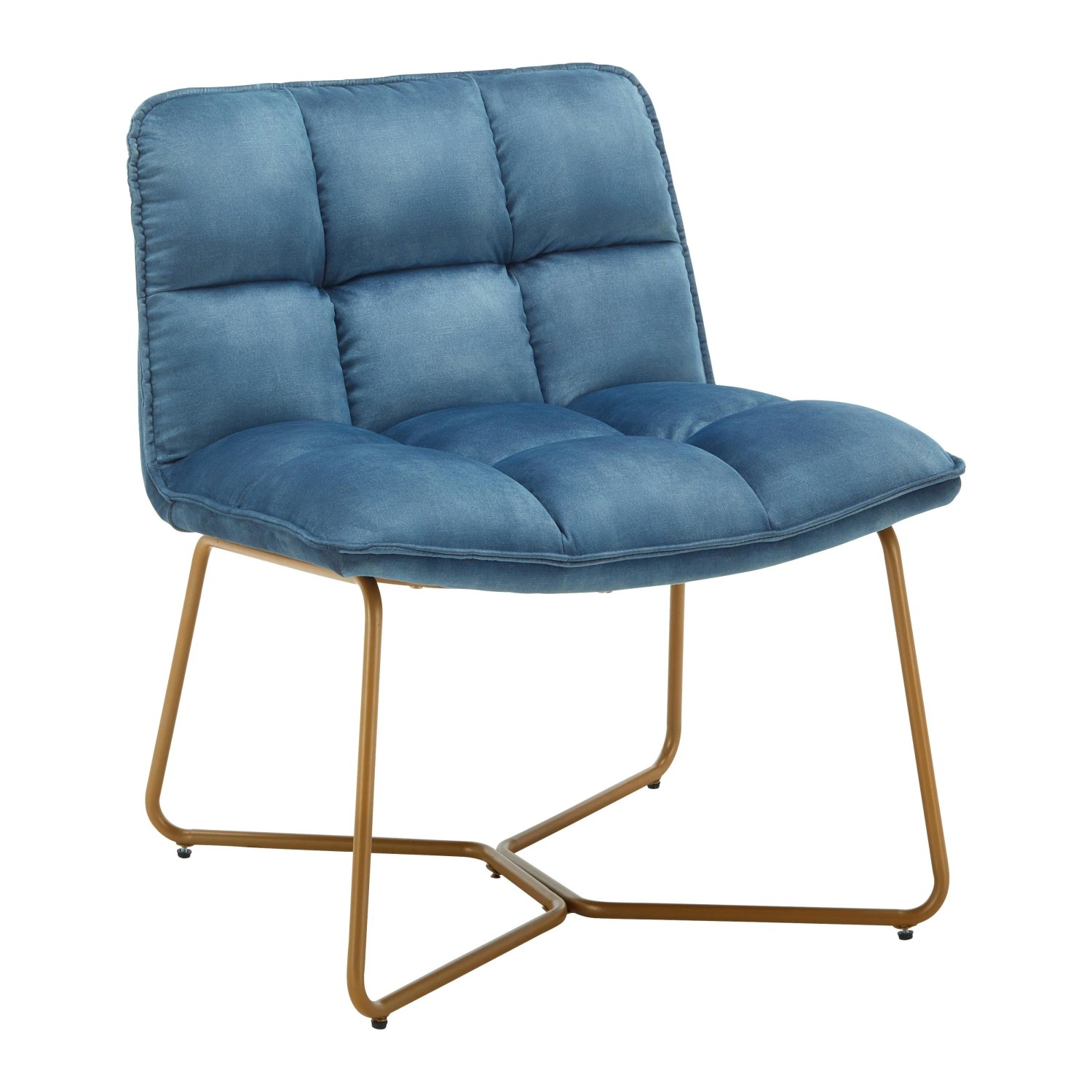 Bessagi Home Sessel Rina Blau Samt Gepolstert