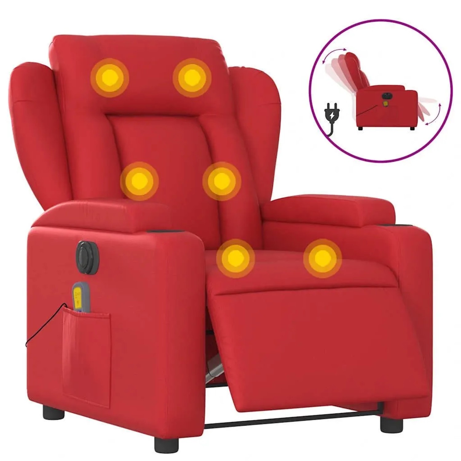 vidaXL Massagesessel Elektrisch Rot Kunstleder 3204542_3