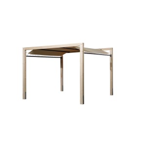 Weka Sonnendach Gartenoase 235 in Elfenbein mit Holzpfosten und Stoffdach.