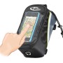 Tectake Fahrradtasche mit Handyfach zur Rahmenbefestigung, schwarz-grau-grün.