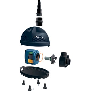 Explosionszeichnung Ubbink Cascademax 16000 Teichpumpe: Einzelteile der Bachlaufpumpe im Detail.