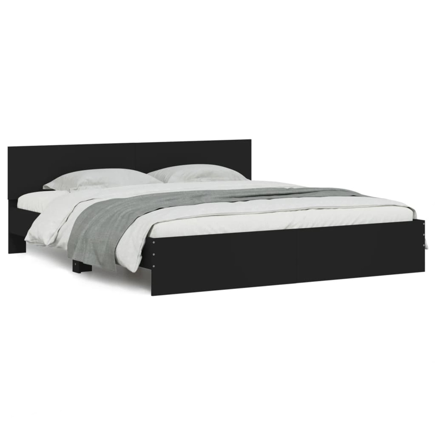 vidaXL Bettgestell mit Kopfteil Schwarz 160x200 cm1937784 günstig online kaufen