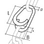 Zeichnung Conacord Ketten-Notglied Stahl, 4 mm Durchmesser, Maße L, B, Ø, x.