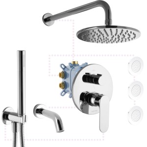 PaulGurkes Duschsystem mit Kopf-, Handbrause und Armatur (ohne Seitendüsen).