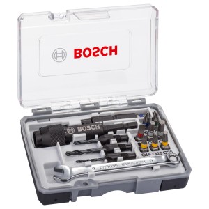 Bosch Extra Hard Set, 20-teilig: Bitset mit HSS-Spiralbohrern, Schrauberbits und Schraubenschlüssel im Koffer.