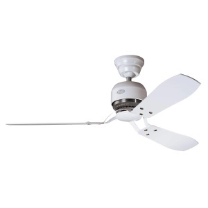 Weißer HUNTER FANS Deckenventilator Industrie II, 132 cm, mit Wandschalter.