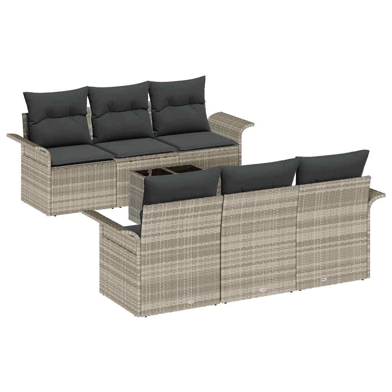 vidaXL Garten-Sofa-Set 7-Tlg Hellgrau Poly Rattan 3345252 günstig online kaufen