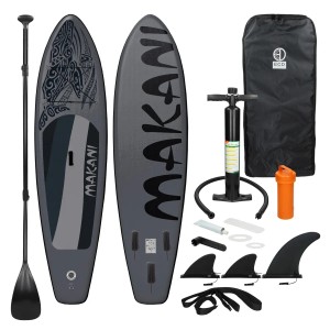 ECD Germany Aufblasbares Stand Up Paddle Board Makani 320 cm, schwarz, mit Zubehör.