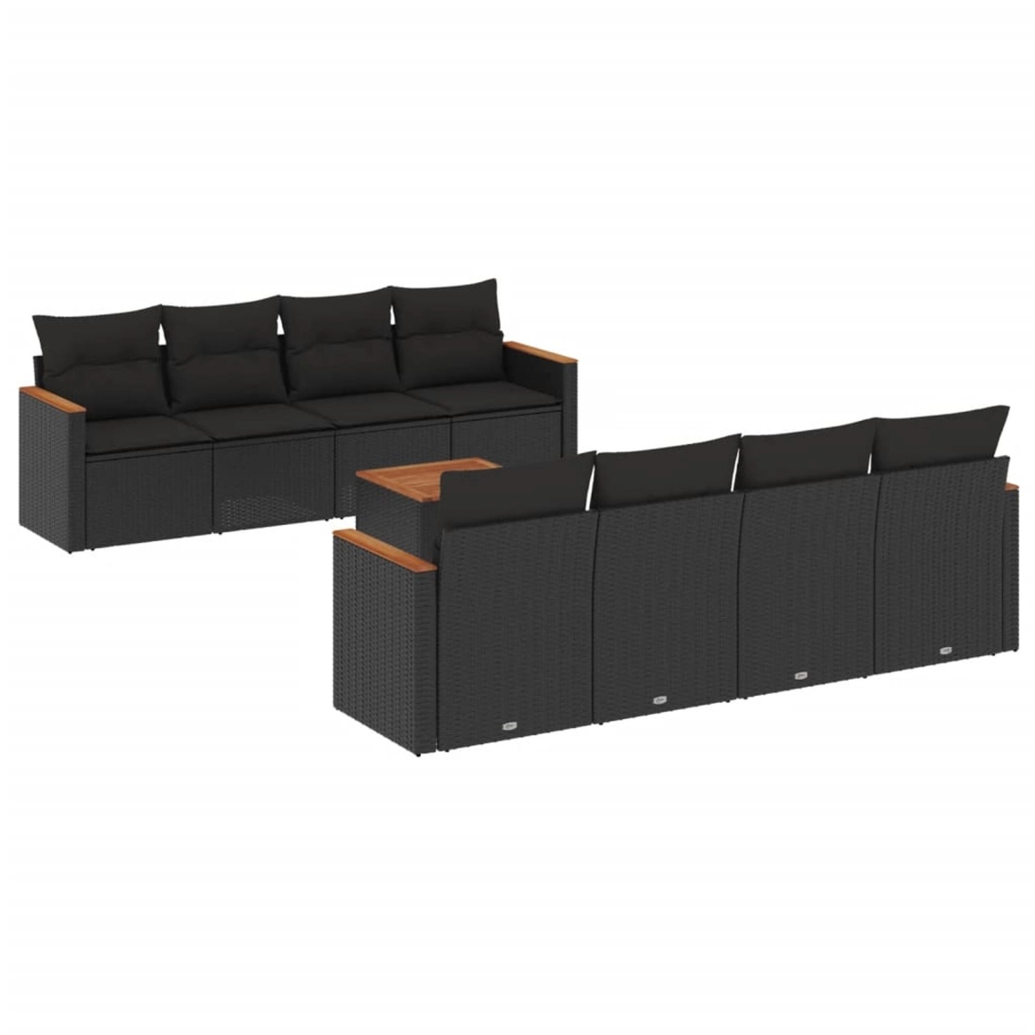 vidaXL 9-Tlg Garten-Sofagarnitur mit Kissen Schwarz Poly Rattan 3258219 günstig online kaufen