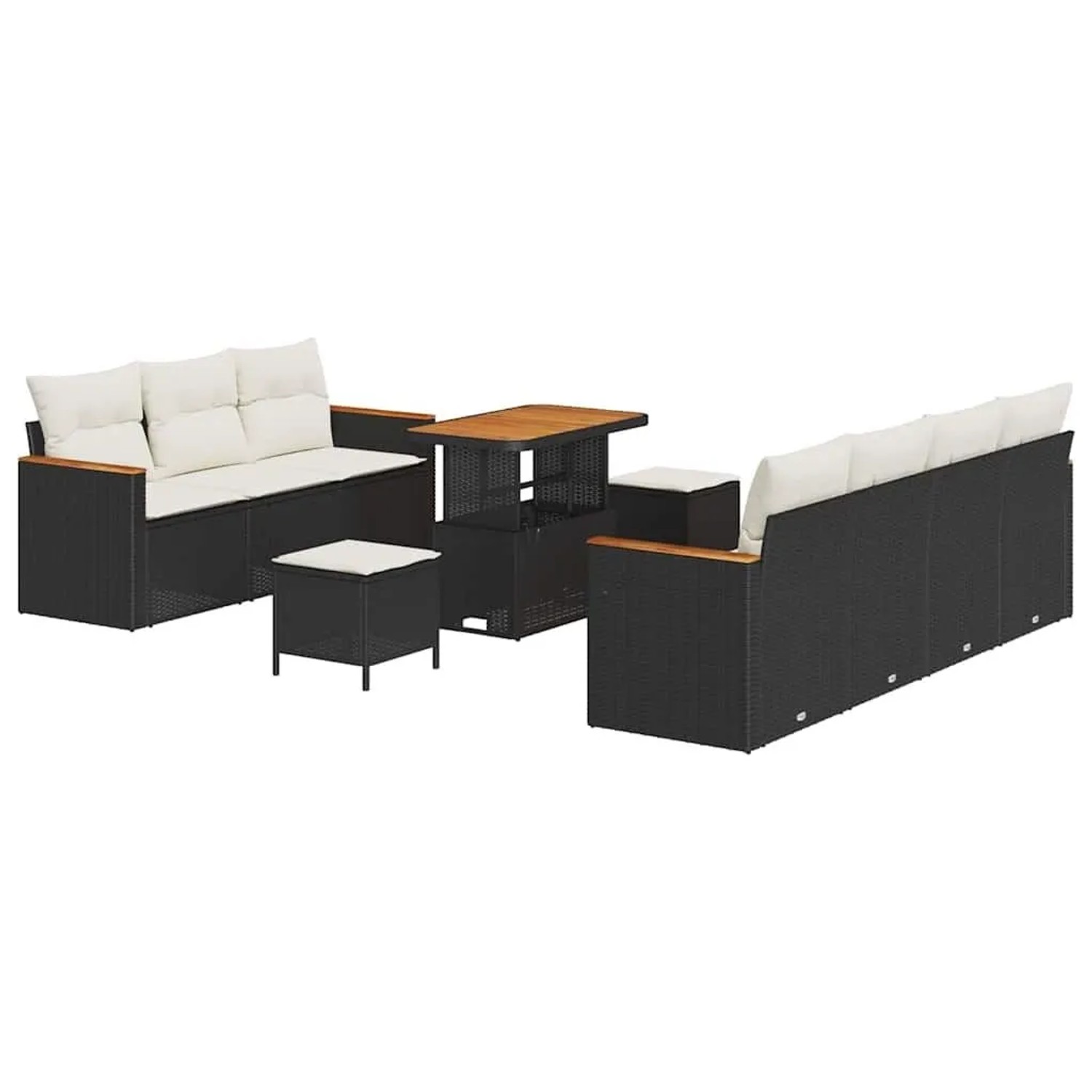 vidaXL Gartensofa-Set mit Kissen 14 Stk Schwarz und Creme Poly-Rattan 33649 günstig online kaufen