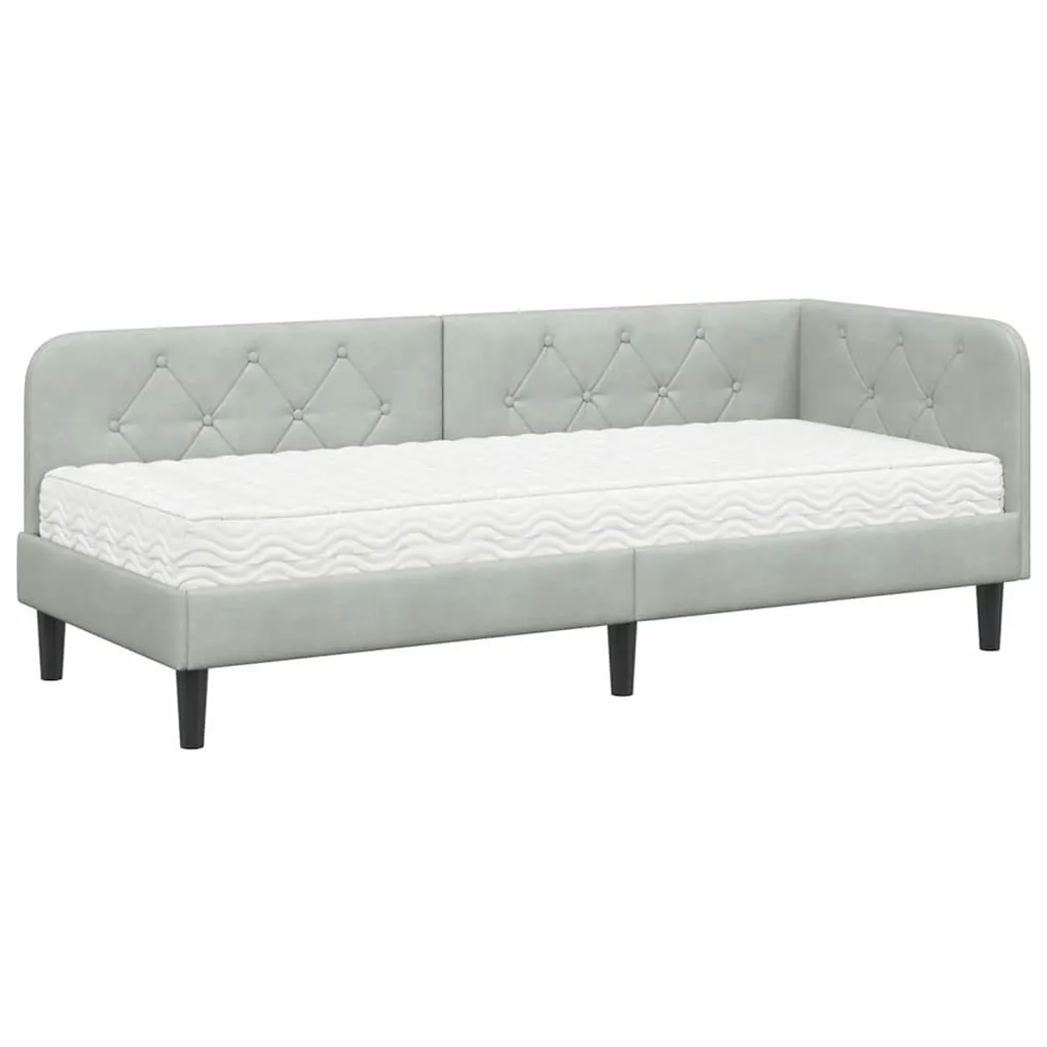 vidaXL Eckbettgestell mit Matratze Hellgrau 80 x 200 cm Samt 3394134 günstig online kaufen