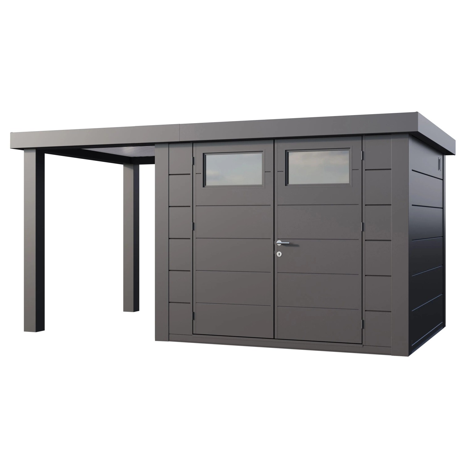 Gerätehaus Classico 2724 mit Offene Lounge S Links 436 cm x 238 cm Anthrazi günstig online kaufen