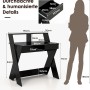 Schwarzer Costway Computertisch mit Schublade und Monitorerhöhung, Maße: 90x61x94 cm.