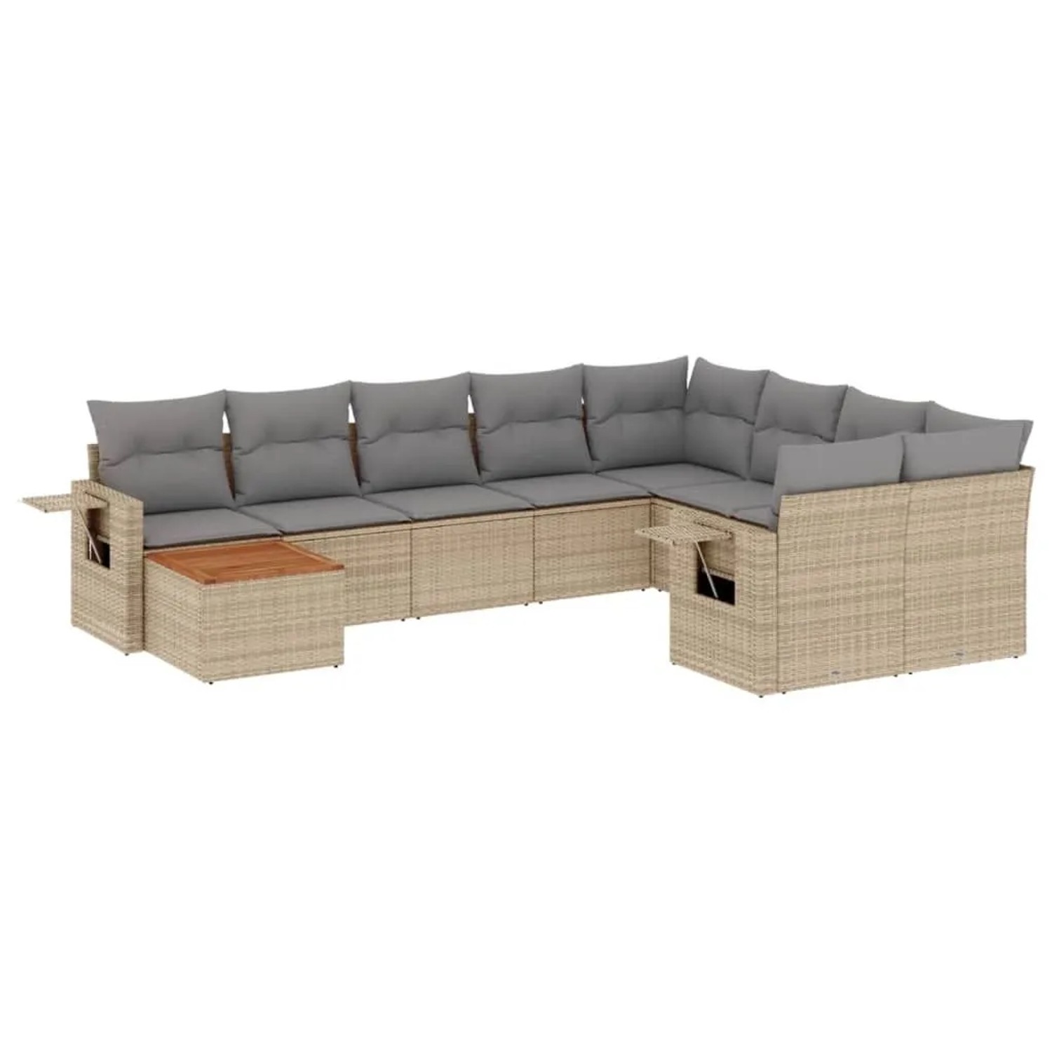 vidaXL 10-Tlg Garten-Sofagarnitur mit Kissen Beige Poly Rattan 3224729