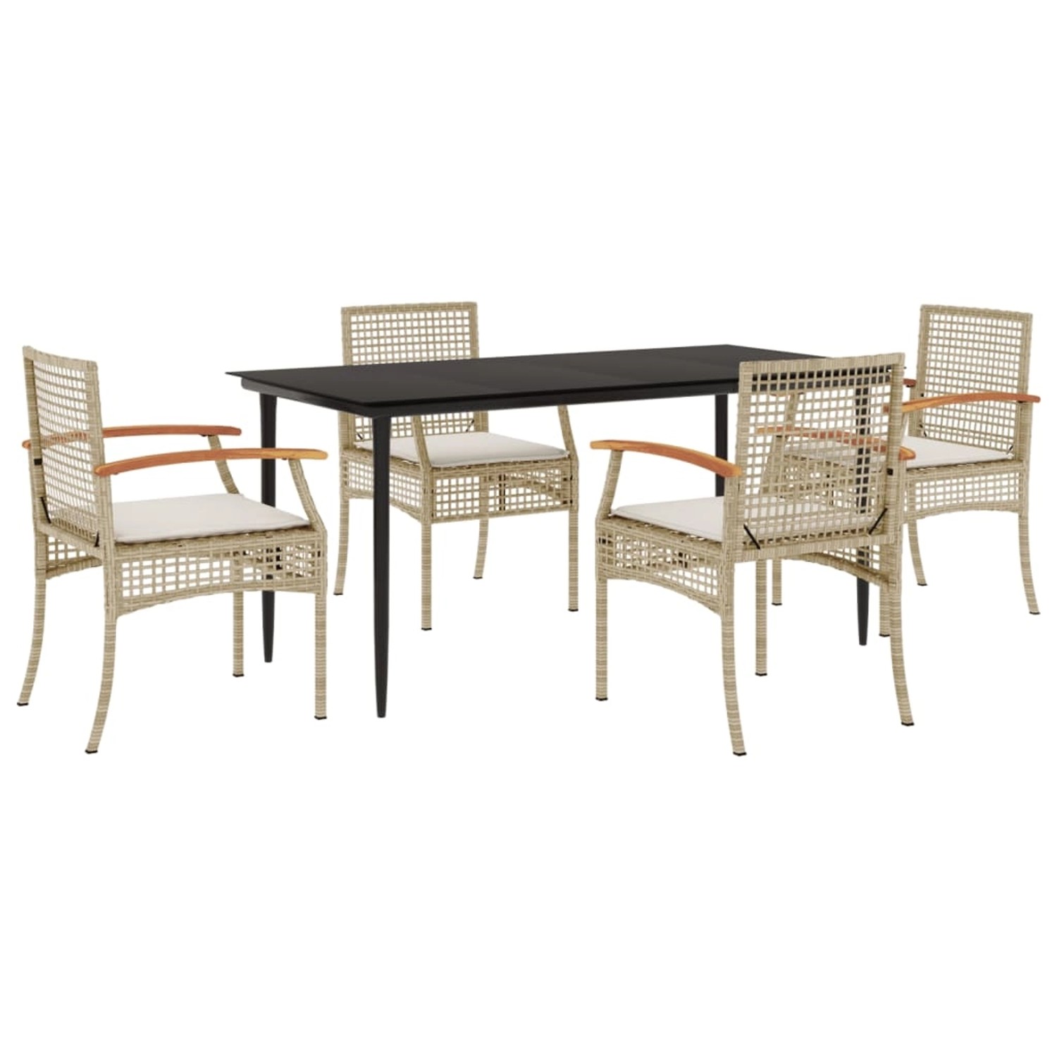 vidaXL 5-Tlg Garten-Essgruppe mit Kissen Beige Poly Rattan 3213627 günstig online kaufen