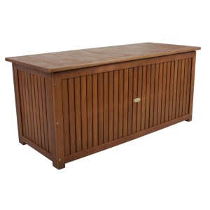 DELUKE Auflagenbox JOANA Natur Akazie Gartenbox Aufbewahrungsbox Kissenbox Gartentruhe Outdoor