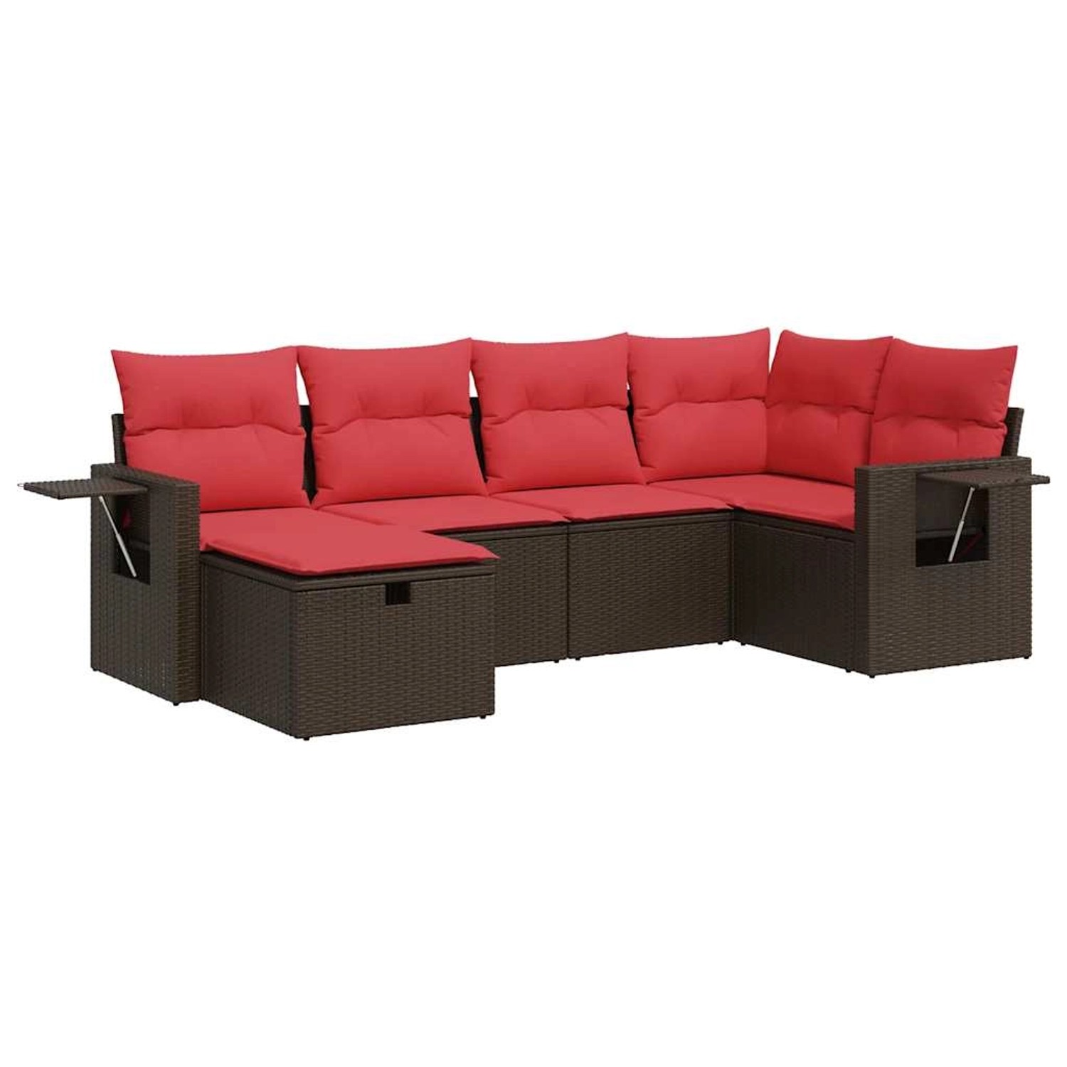 vidaXL 6-Tlg Garten-Sofagarnitur mit Kissen Braun Poly Rattan 3325490
